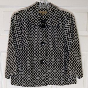 Notations- Black/White Circle Print, 3 Button Jacket- Size M
